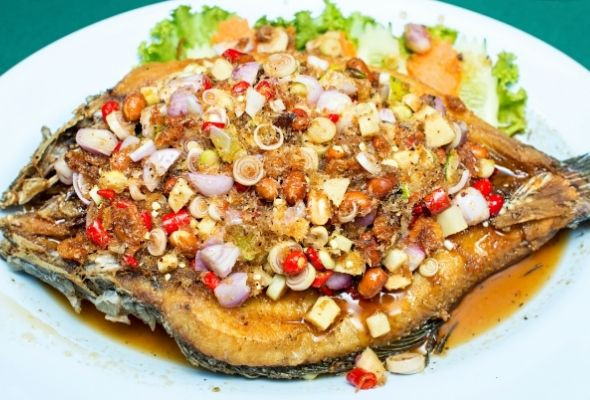 Deep Fried Crispy Fish with Thai Herbs