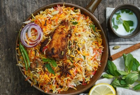 Fish Biryani + Raita & Salad