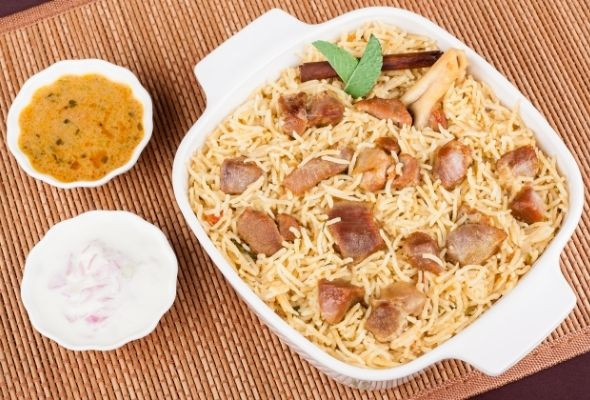 Kabab Biryani + Raita & Salad