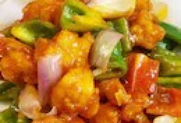 Sweet and Sour Chicken with Green and Red Pepper